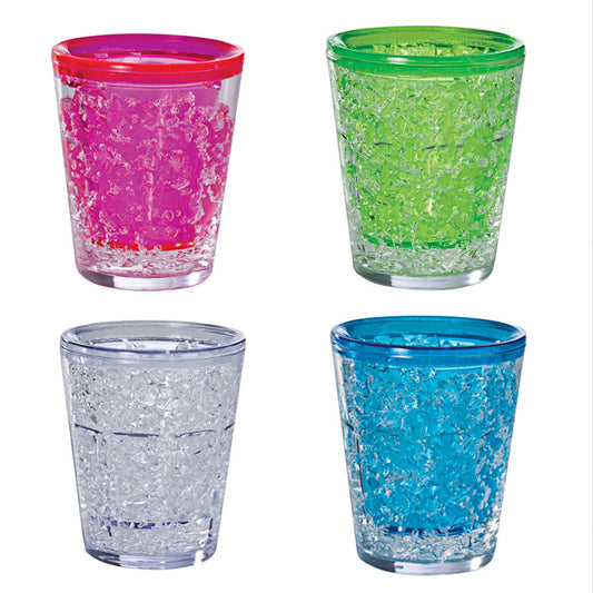Gel Mini Shot Glasses Plastic, Assorted Colors. Great for Parties and many Occasions (4 Pack)