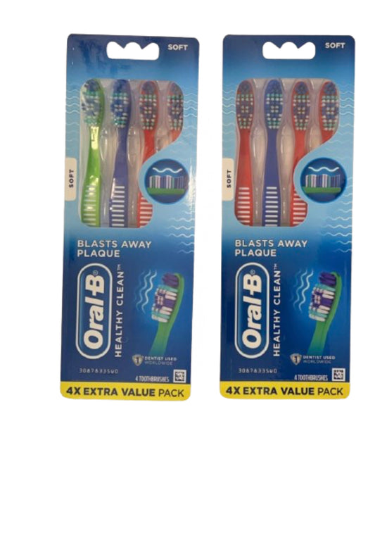 2 Oral B Healthy Clean 4 Pack Soft Brushes