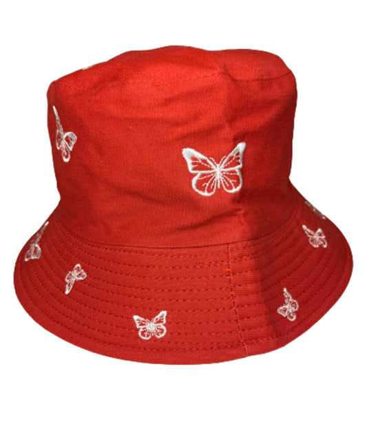 Reversible Red Butterfly Bucket Hat